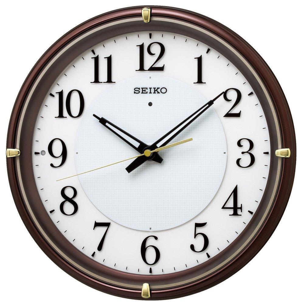 Seiko Clock Finelight NEO Wall Automatic Night Brown KX233B Clock, Lighting, Radio-Controlled, Analog, Visibility, Metallic,