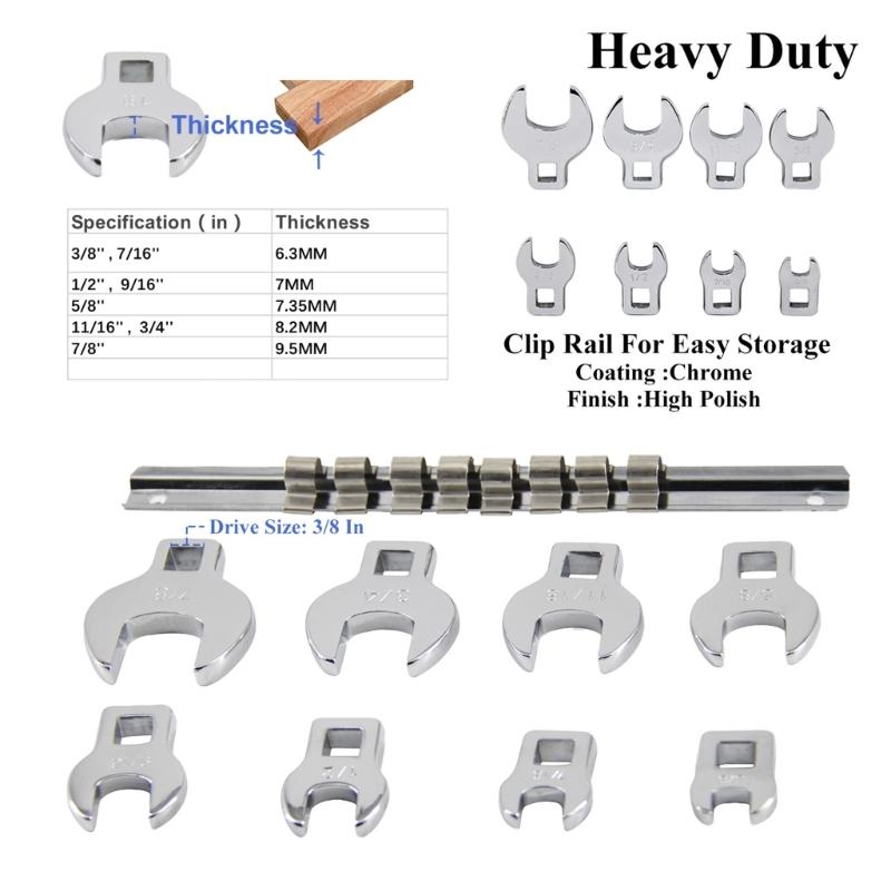 Quality Wrench 3/8Inch Interchangeable Head For Mechanics DIY Enthusiasts For Furniture Assembly 8pcs/11Pcs Set