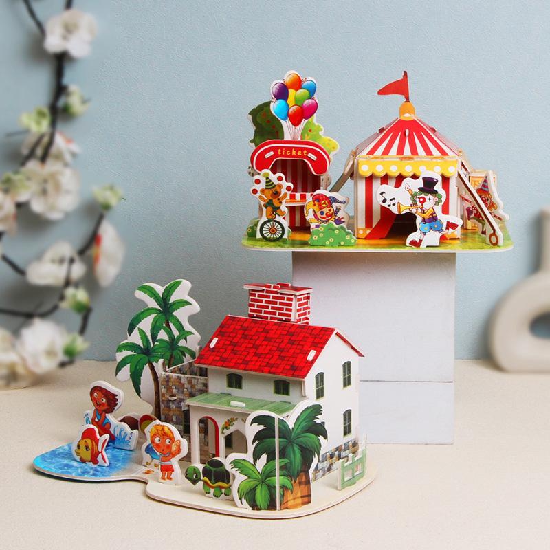 DIY Handmade Paper Card 3D Puzzle Jigsaw Building Model Desktop Decorations Children's Educational Toys