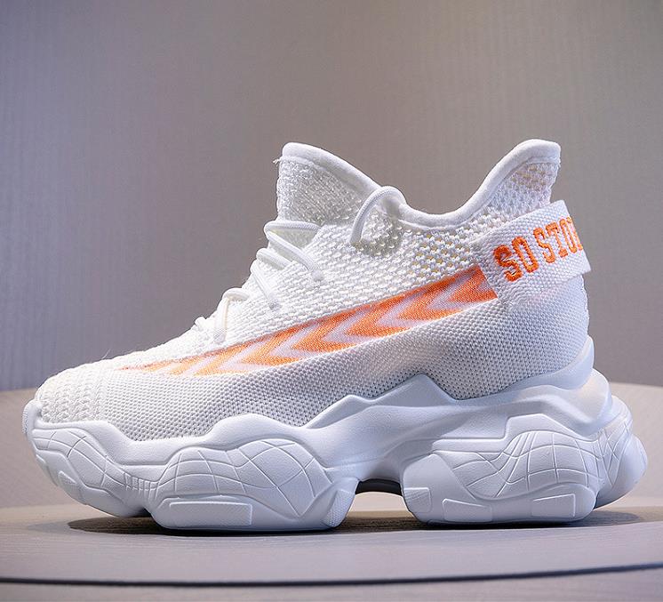 Fashion High Quality 8CM Knitting Air Mesh Women Spring Summer Shoes Chunky Sneakers Platform Wedge Breathable Fashion Sneakers Slip On