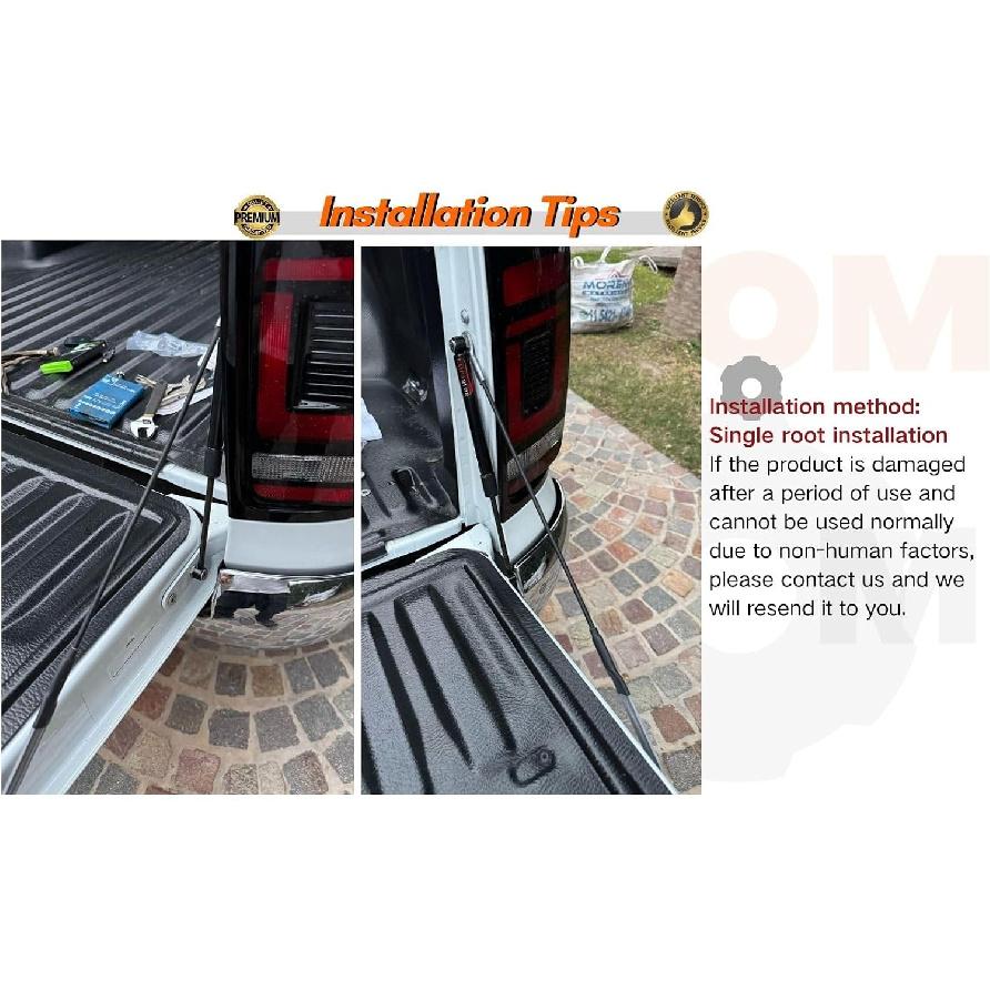 Pickup Tailgate Assists Compatible with Volkswagen Amarok 2011-2022 Shock Lift Supports Rear Gas Dampers Springs Kit No-Drill Bolt-on