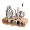 Wine Set Shaker Set 9-Piece Set 304 Stainless Steel Snow Cup Wooden Frame Base Bar Cocktail Shaker
