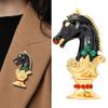 Vintage Chess Horse Enamel Brooches Pins For Women Classic Animal Badges Casual Party Accessories