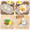 Handmade Crochet Lace Doilies, 2PCS Beige Oval Cotton Table Runner Placemats, Floral Cotton Table Scarf Knitted Coasters Placemats Furniture Cloth
