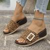 Fashion Summer New Sandals Women's Fashion Round Head Open Toe Metal Buckle Thick Sole Anti-slip Wear-resistant Wedge Slippers