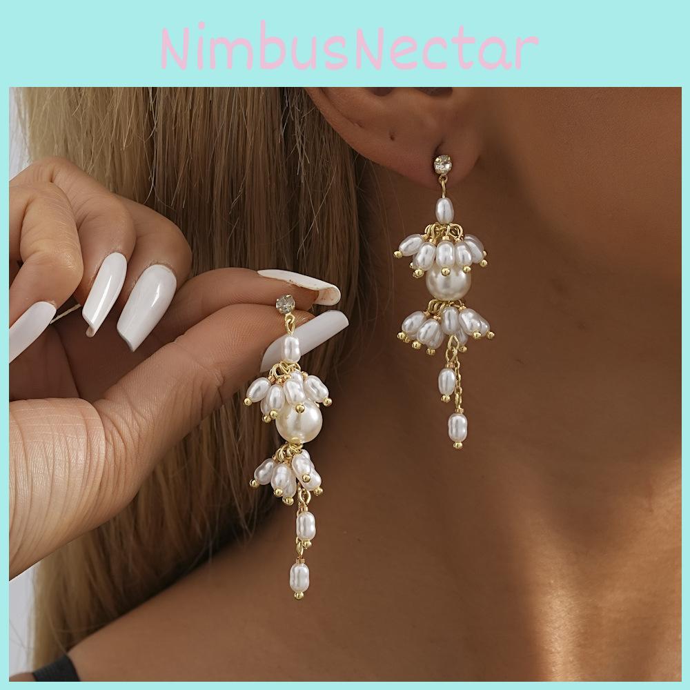 Fashionable Gold 2023 Plated Geometric Tassel Earrings With Pearl For Women