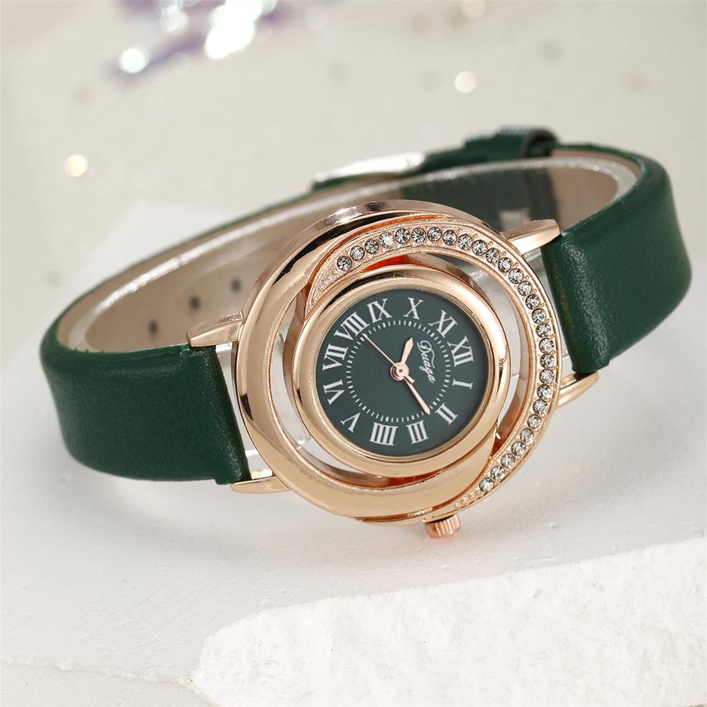 Women Quartz Watch Ring Necklace Earring Rhinestone Wristwatch Watches