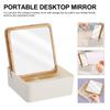FRCOLOR Tabletop Vanity Mirror with Small Item Storage, Compact Travel Mirror, 5-inch, with Storage Case, Perfect Gift
