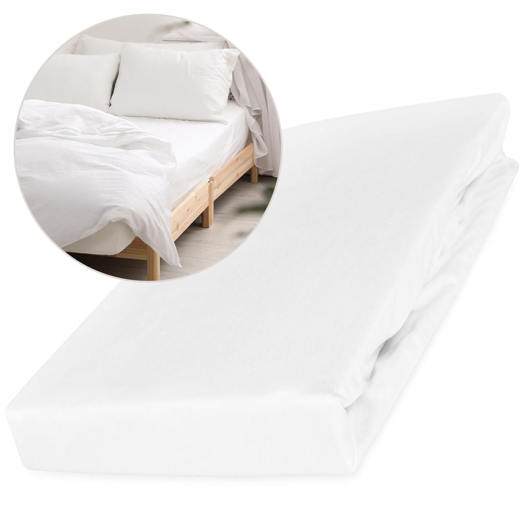 Cotton fitted sheet 90x200 smooth satin white