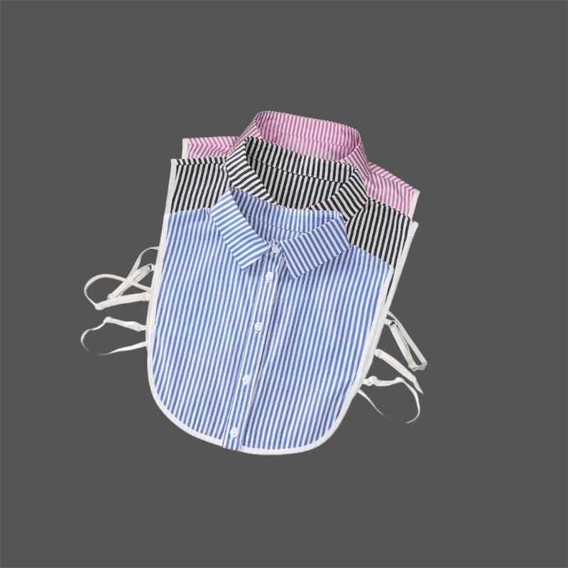 Colletto Falso Moda Con Strisce Bianche Collare Rimovibile Mezza Camicia Blusa Accessorio Professionale per Ufficio