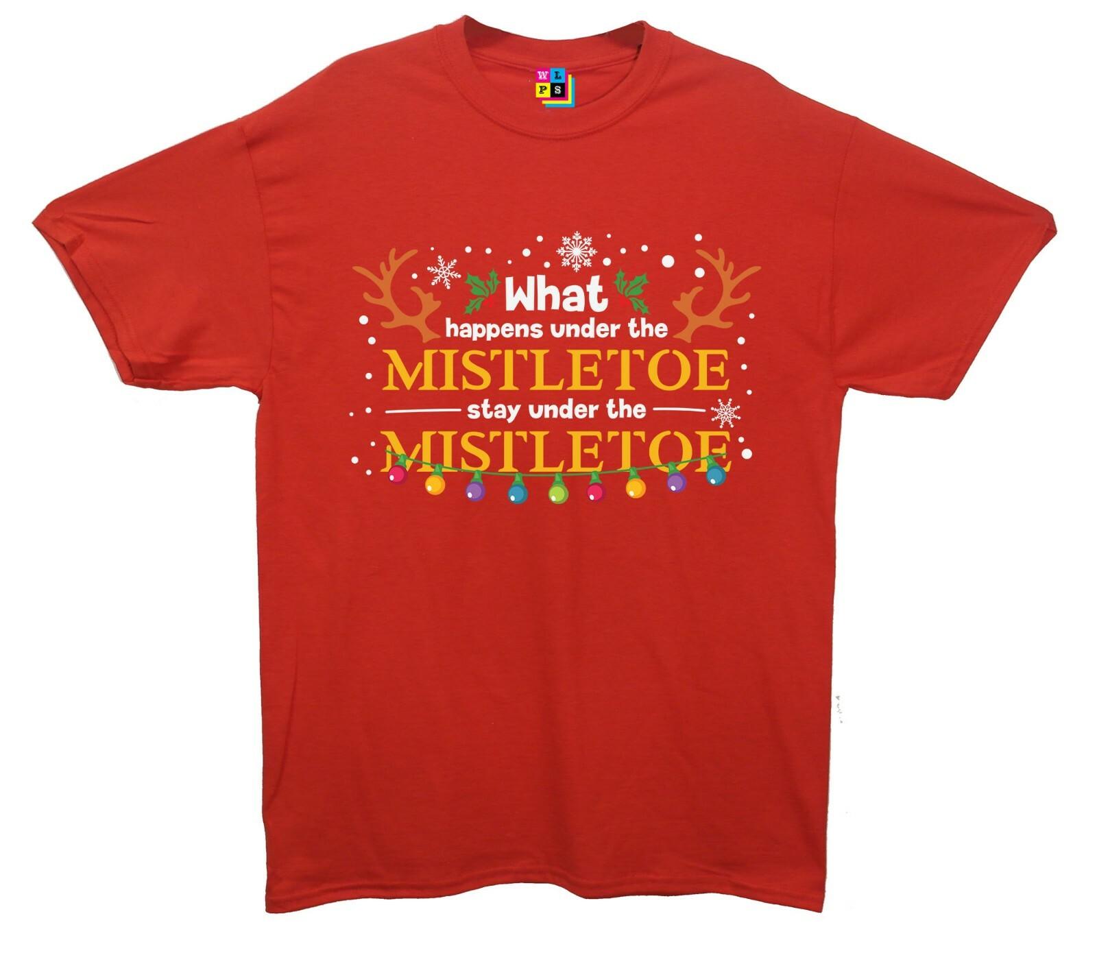 What Happens Under The Mistletoe Stays Under The Mistletoe Printed T-Shirt S разноцветный