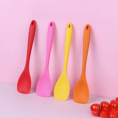 1 Adet Silikon Düz Başlı Spatula Entegre Hepsi Dahil Salata Kaşığı Yapışmaz Tencere Spatulası Silikon Mutfak Gereçleri