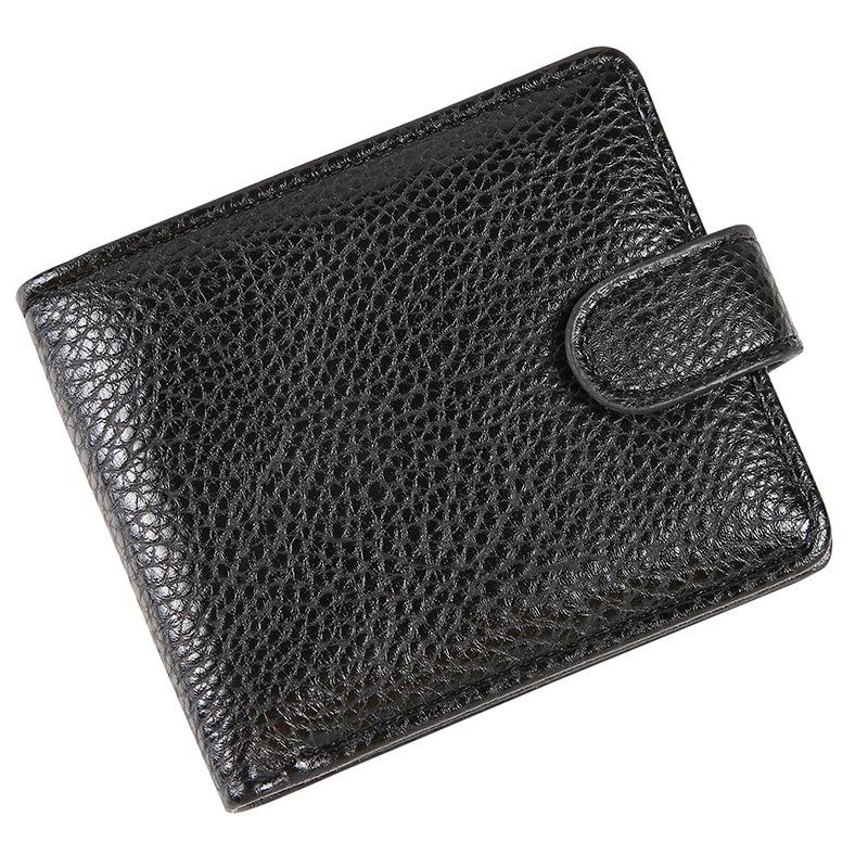 Men's Leather Bifold with Card Slots - Short Slim Design, RFID Blocking, Black