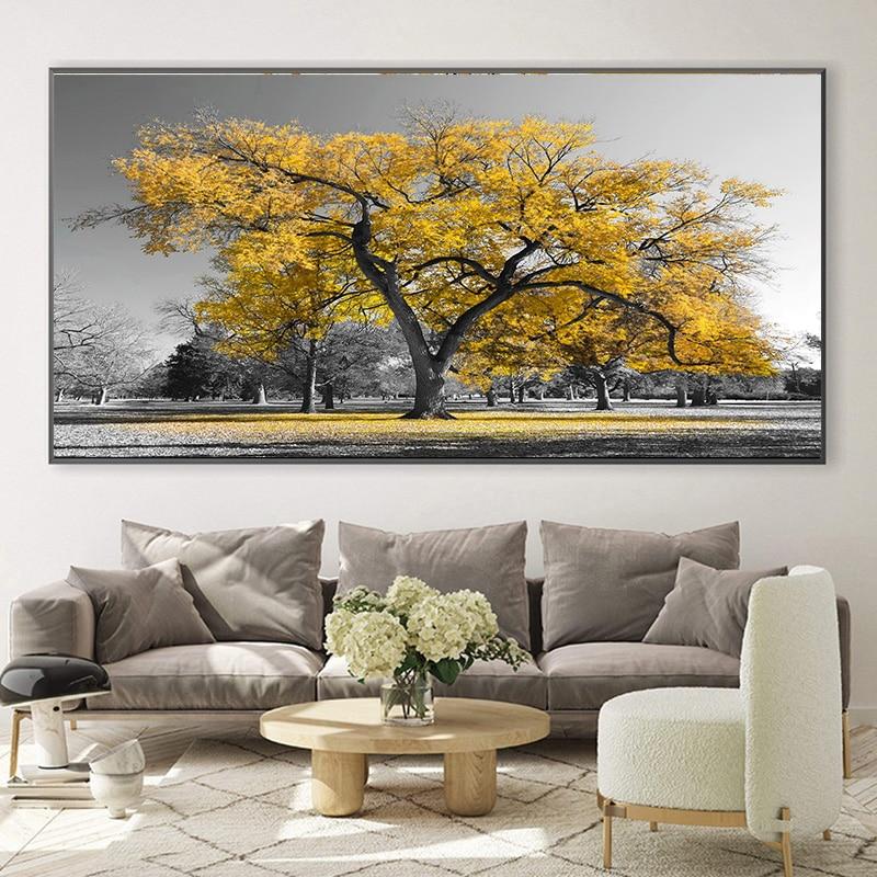 Pintura de flores de paisaje de viento, decoración de arte de la pared, decoración minimalista nórdica, póster, imagen, pintura para decoración del hogar y sala de estar