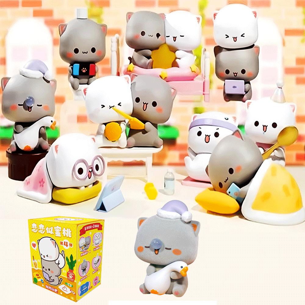 Mitao Cat 4 Season Blind Box Lucky Cat Kawaii Figures Action Random Guess Blind Bag Desktop Ornaments Cute Model Birthday Gift