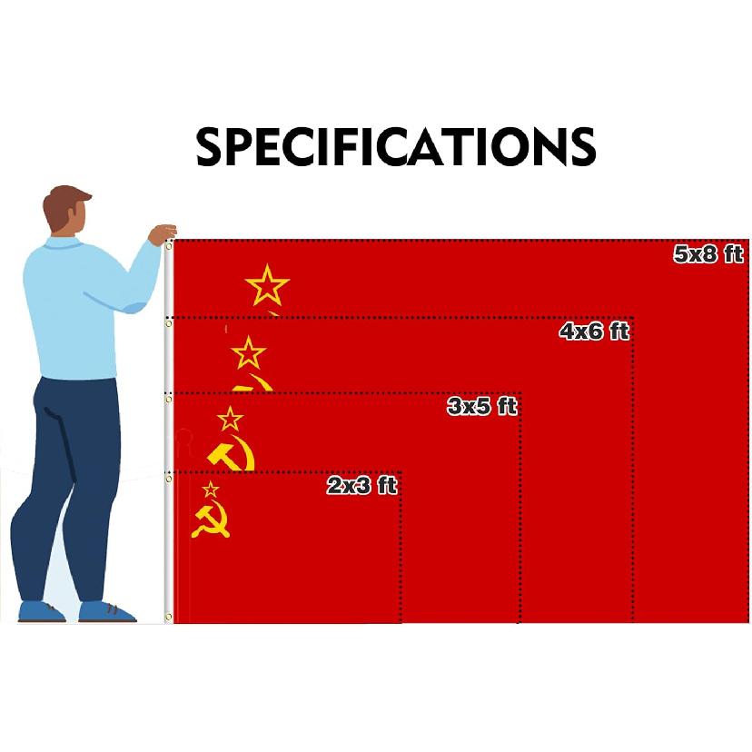 Double Sided Soviet Union Flag 4x6FT USSR Socialist Republics National Polyester Flag With 2 Grommets For Patriotic USSR Themed Festival Events Party