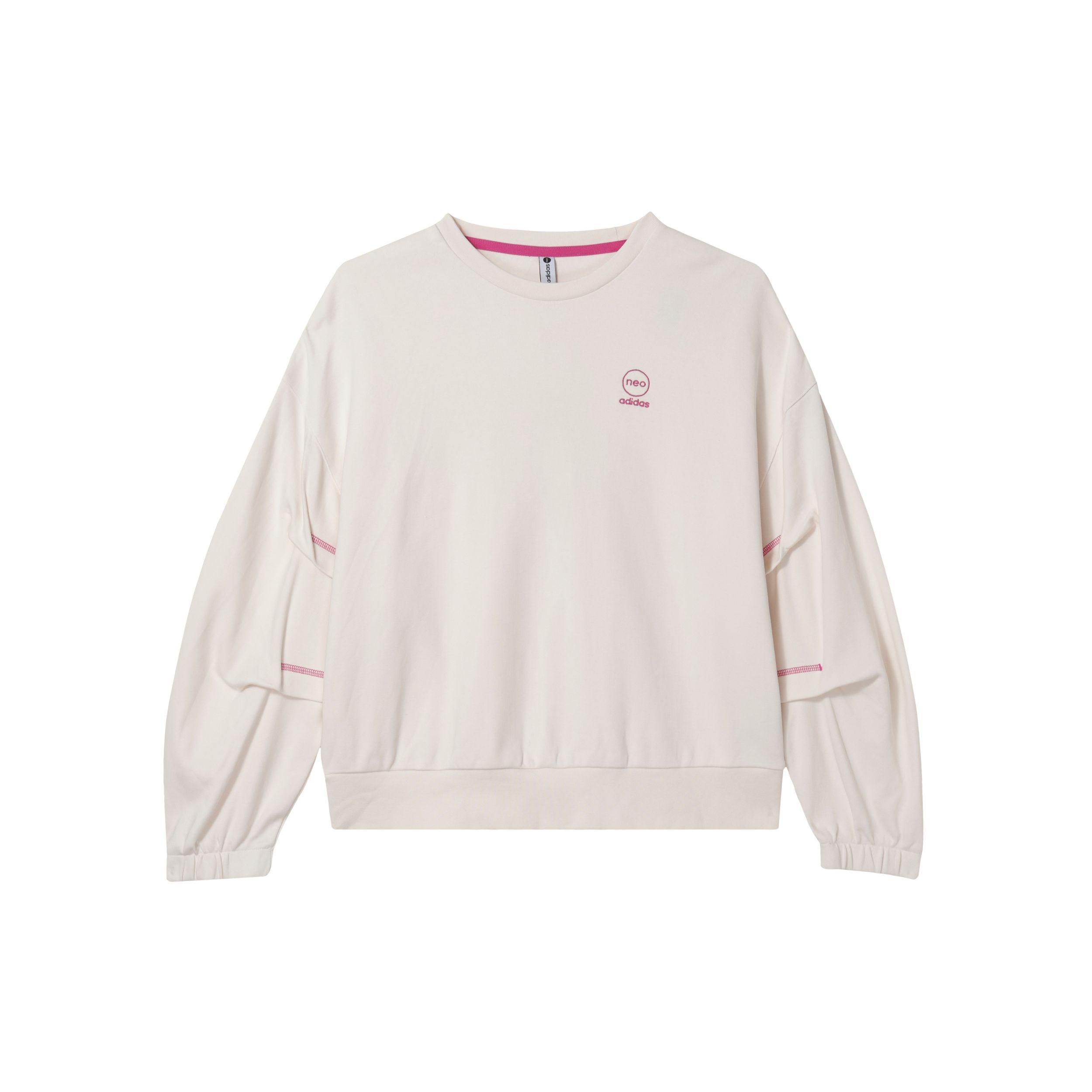 

Adidas Neo Logo Print Crew Neck Толстовка Женские топы Розовый Белый IK3423