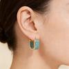 Creative Women's Full Inlaid Synthetic Turquoise Hoop Earrings Women's Retro Geometric Golden Plated Jewelry Accessories