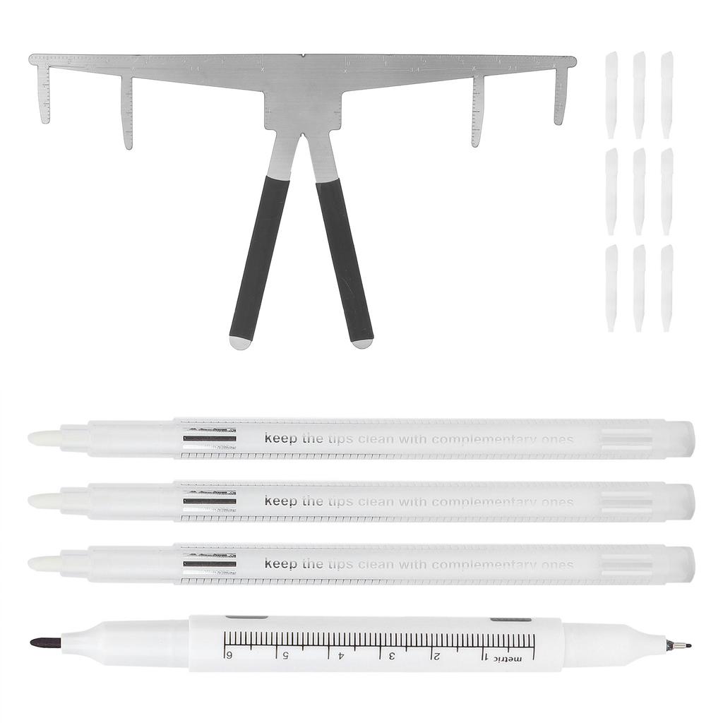 3Pcs Marker Erase Pen No Odor Safe Professional Durable Tattoo Tool with Replacement Head Ruler