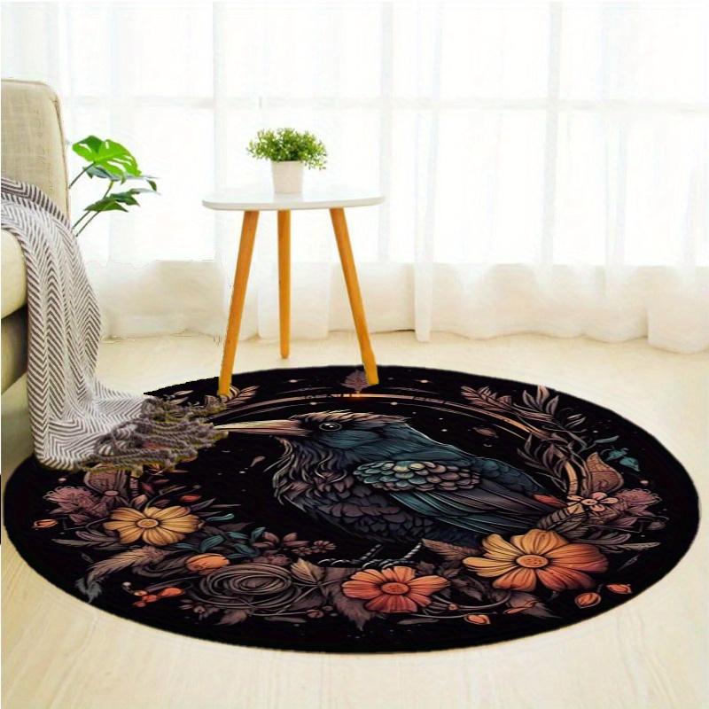 Bird Flower Round Rug Nonslip Area Rug Office Chair Mat Carpet For Living Room Bedroom Home Decor