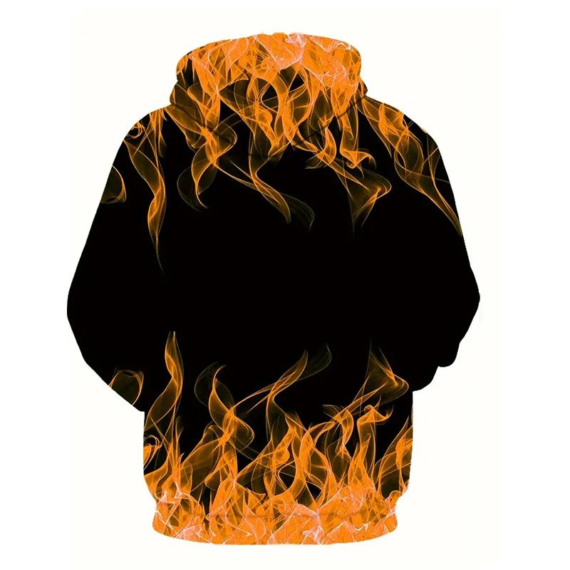 Fashionable Spring and Autumn Creative Flame Printed Hoodies Cool Men's Hoodies Popular