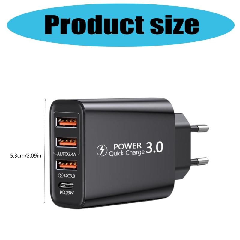 To Europe Charger With 3 USB Type C Port Fast Charging Universal Travel Adapters For Multiple Devices