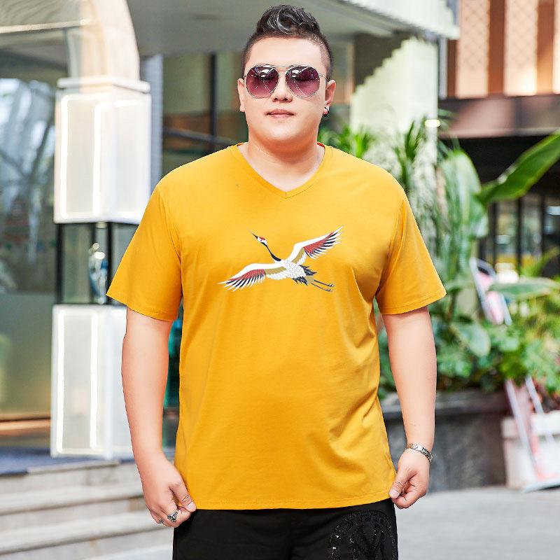 

Летняя повседневная футболка Chao с короткими рукавами, футболка с короткими рукавами, толстая блузка, мужская одежда большого размера 7XL жёлтый