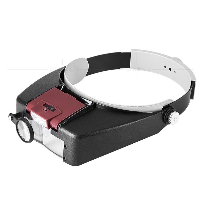 10X 3X LED Head Mounted Magnifier Optivisor Hands-Free Magnifying Glass with Light for Soldering Circuit Repair and CNC Tool