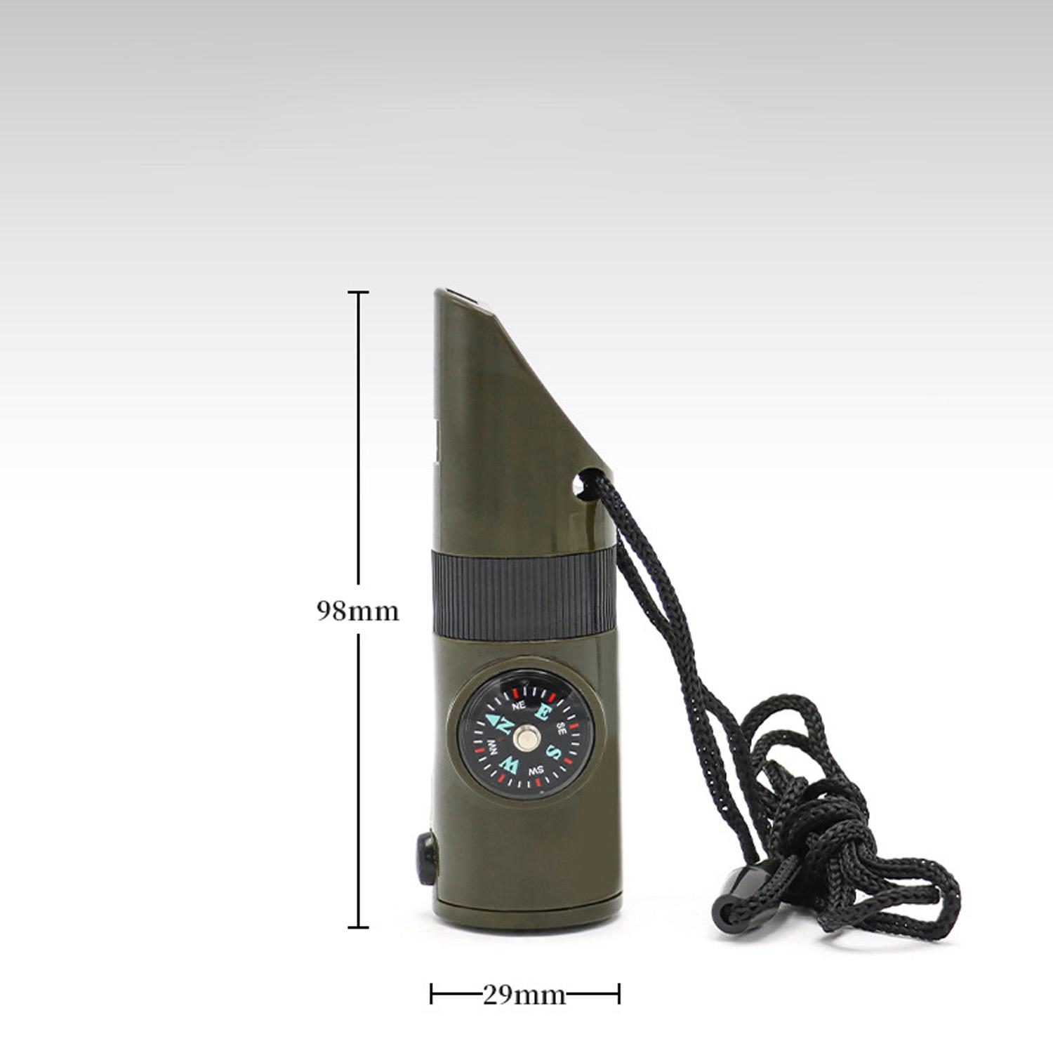 

Аварийный свисток для выживания, светодиодный светильник, компас, термометр, портативный, легкий, многофункциональный A