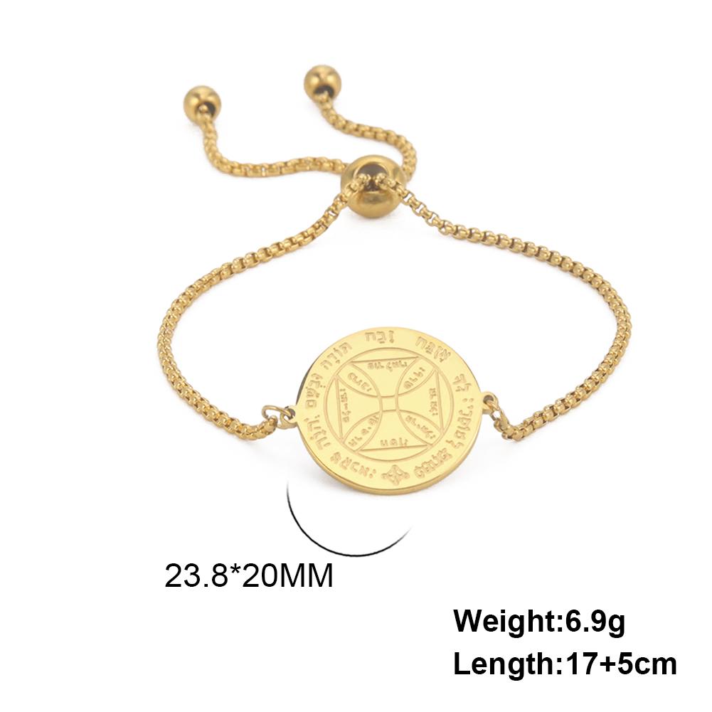 Teamer Key of Solomon Pentacle Bracelet Stainless Steel Gold Color Bracelet Magical Astrology Jewelry Jupiter Sun Venus