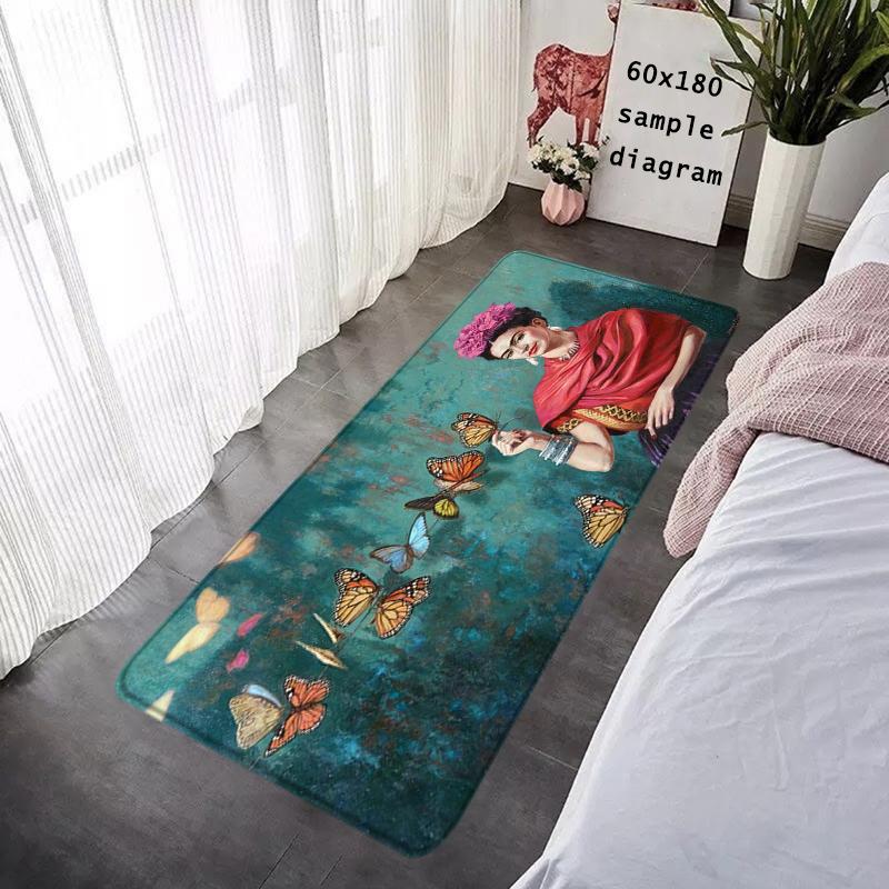 Doormat Flannel Floor Mat Indoor Foot Rug F-Frida K-Kahlo Bedside Mats Kitchen Corridor Absorbent Carpet Ideal for Balcony Decor