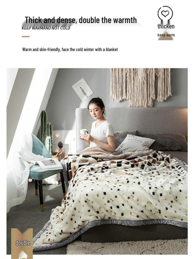 Double-Layer Thickened Raschel Blanket - Winter Warm Quilt & Mattress Cover for Weddings, Air Conditioning, and More.