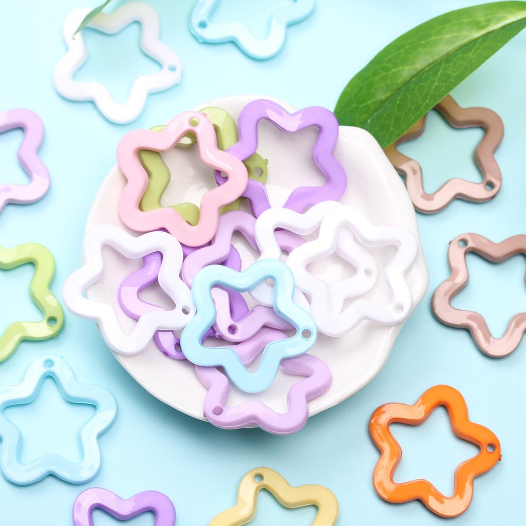 Home Candy Color 30mm Fashion Acrylic Pendants DIY Jewelry Material Pentagram Pendant for Necklace Earrings Making 20Pcs