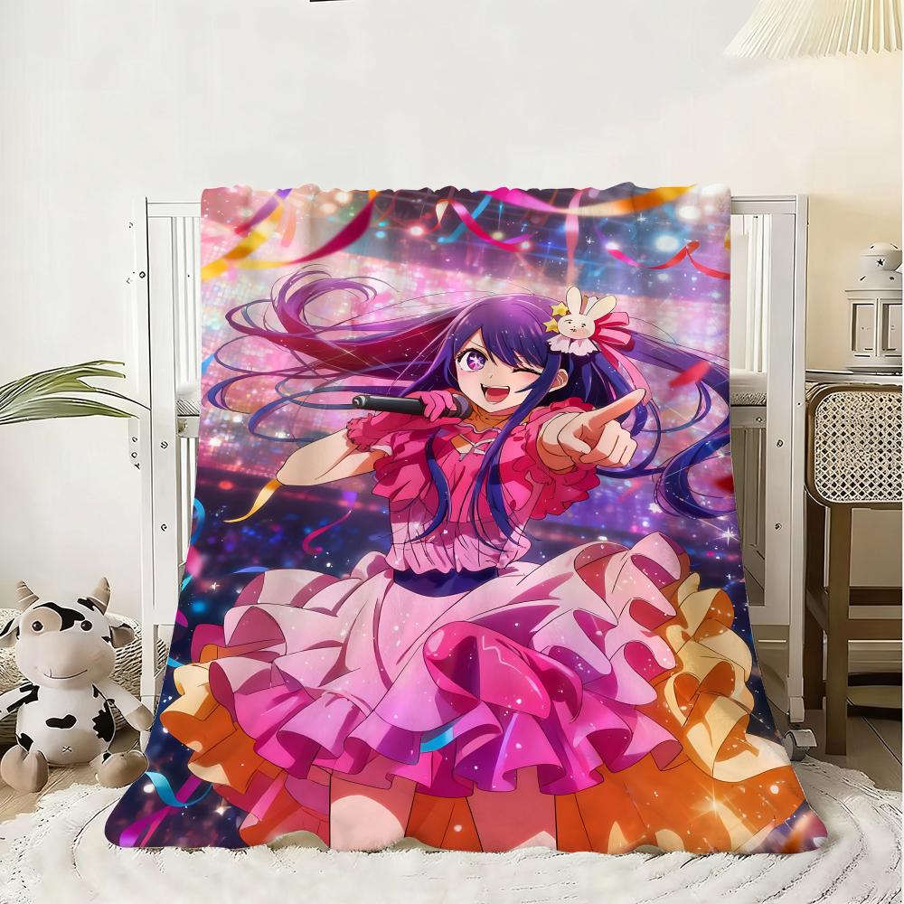 Character Ai Hoshino Throw Kid-Friendly Flannel Throw Blanket Soft Warm Anti-Static Washable All Season 75X95CM
