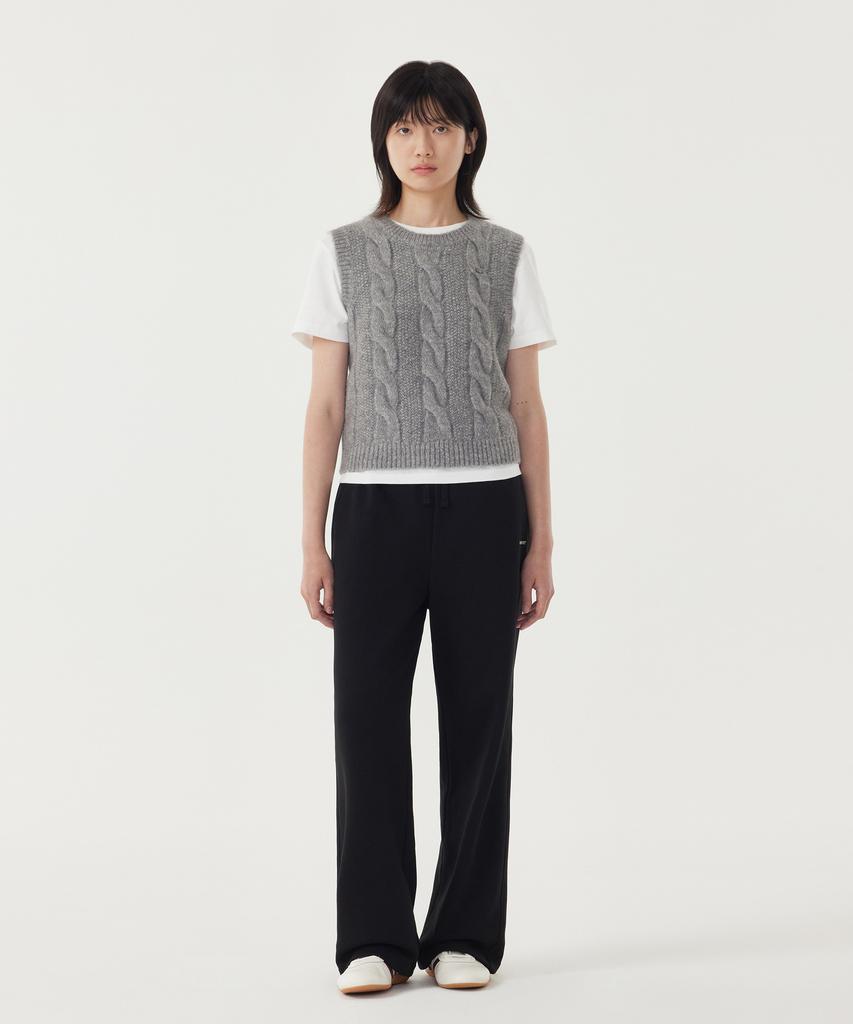COVERNAT WOMAN Cable Knit Vest Khaki