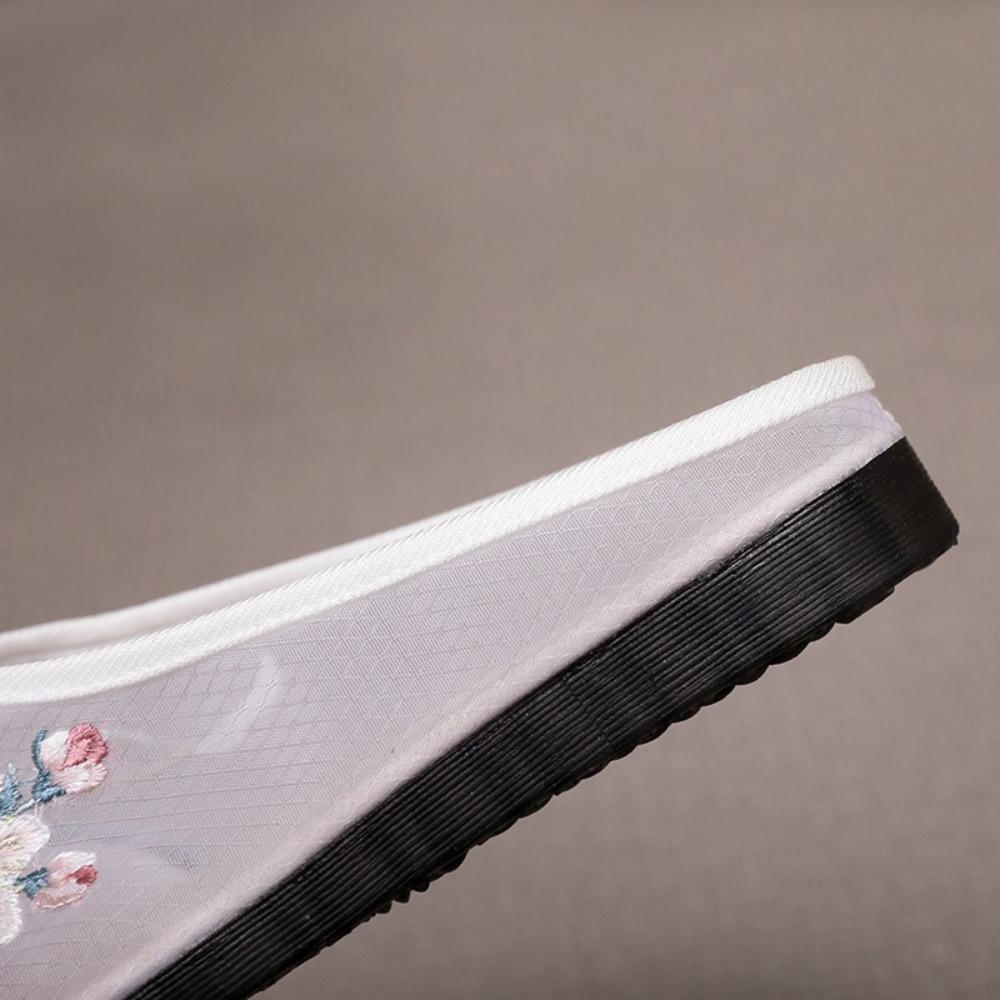 Pearl Hanfu Slippers Mesh Embroidered Shoes Ethnic Style Baotou Slippers  Hanfu Accessories