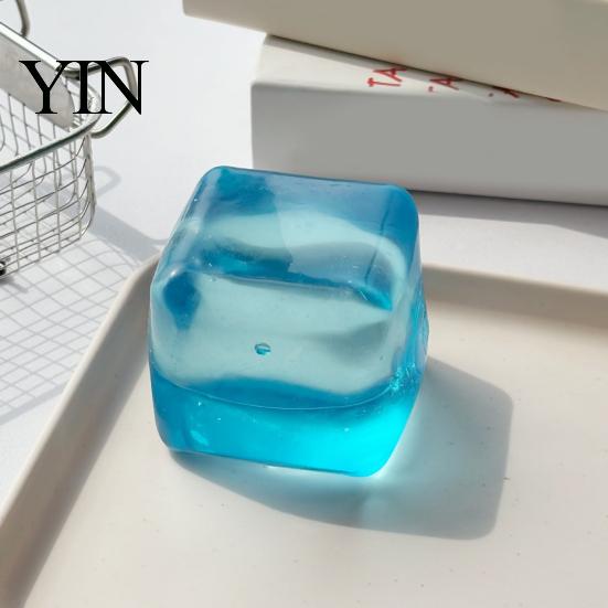 Entspannungs-Knetball Transparente Zitrone Spielzeug, Stressabbau Quallen Eiscreme Linderer Weicher Klarer Würfel Sensorisches Spielzeug für Kinder Erwachsene