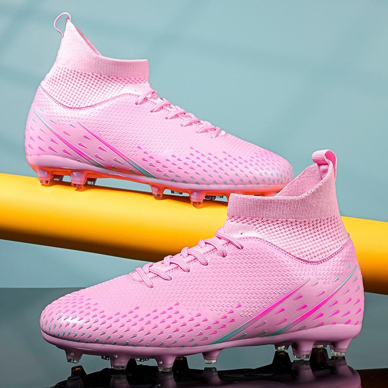 High-top football shoes fly-woven socks shoes tf broken nails artificial flat AG nails leather feet training shoes for men and women