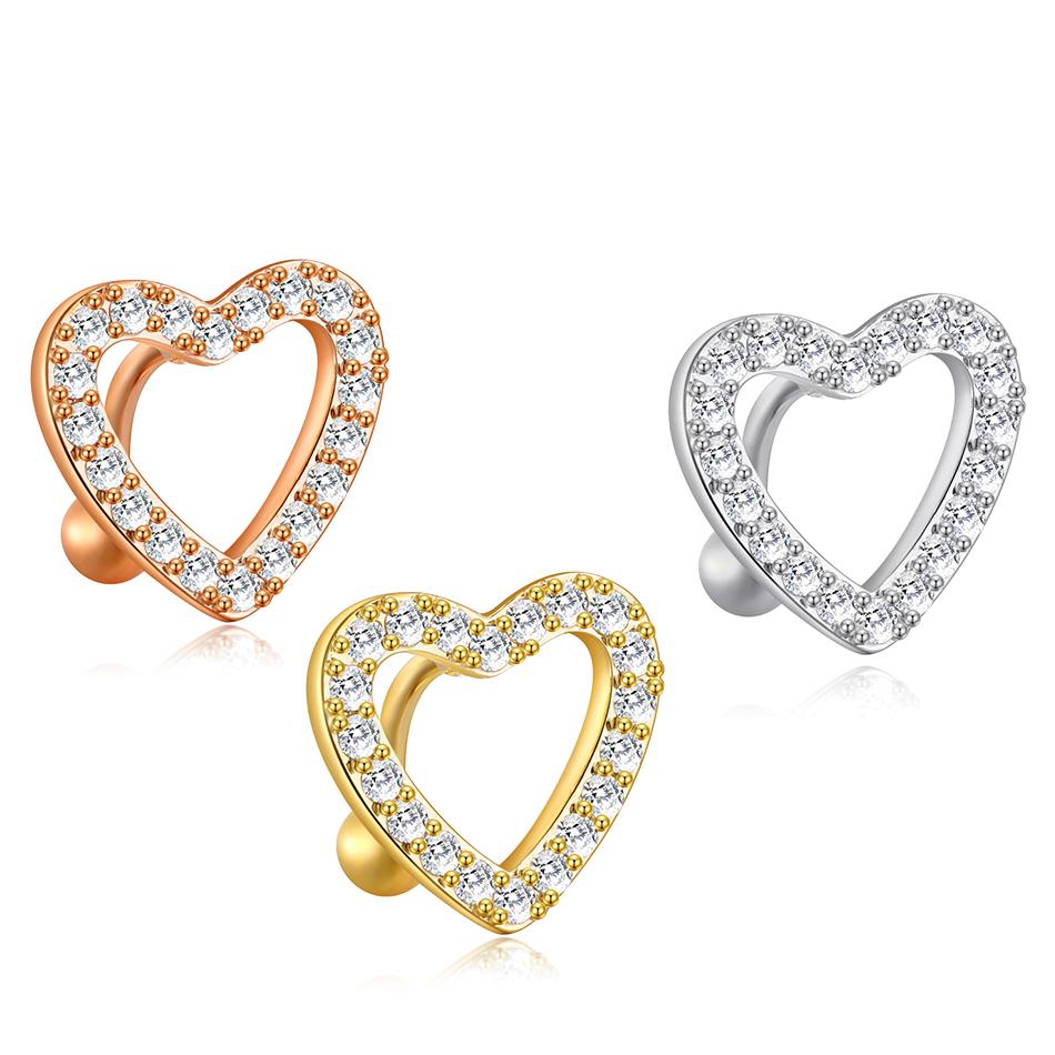 1PC Surgical Steel 14G CZ Reversed Bar Belly Button Ring Heart Navel Stud Piercing Ring Jewelry Sexy Umbilical Oreja Pircings