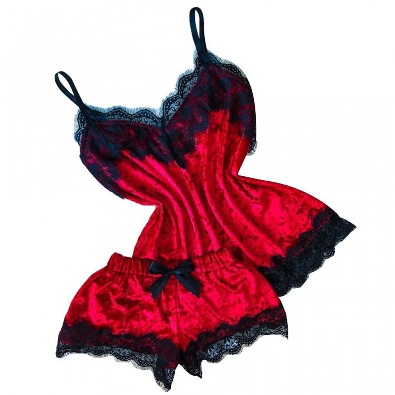 Womens Lace Lingerie Set Sleepwear Bodysuit With Straps Sexy Nightdress Intimate Evening Wear