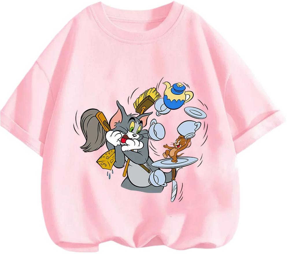 Urban Street Style Tom And Jerry T Shirt Summer Casual Short Sleeve Fashion Clothing For Kids