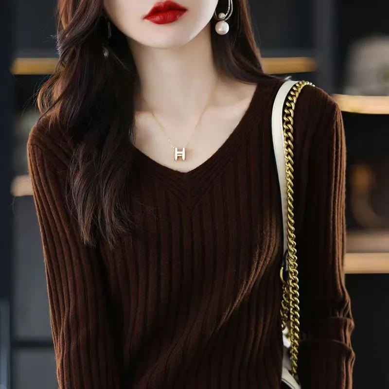 Pullover für Damen Winter V-Ausschnitt Verdickter Pullover Warm Gestrickt Dehnbar Langarm Oversize Jumper Pullover Tops