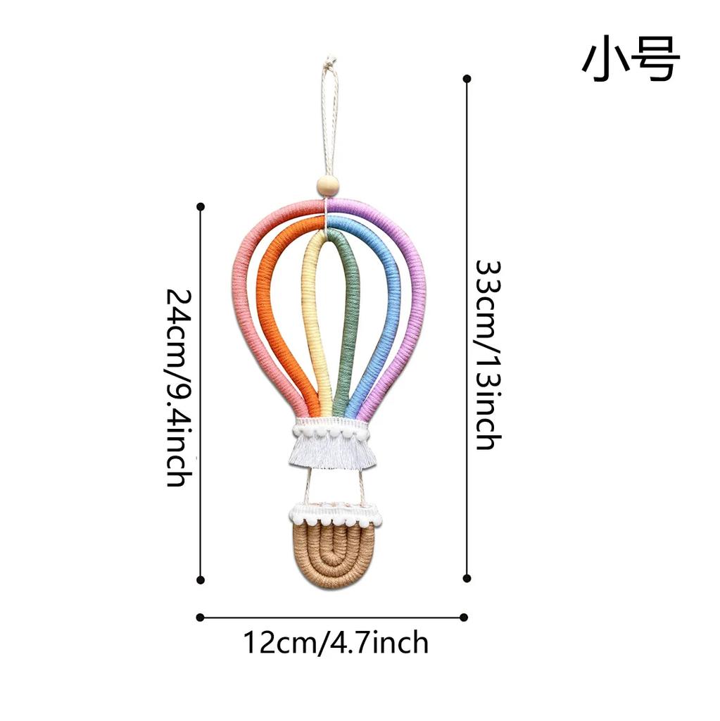 INS Macrame Rainbow Hot Air Balloon Hanging Decoration Rainbow Balloon Wall Decor for Kids Room Scandinavian Room Decor