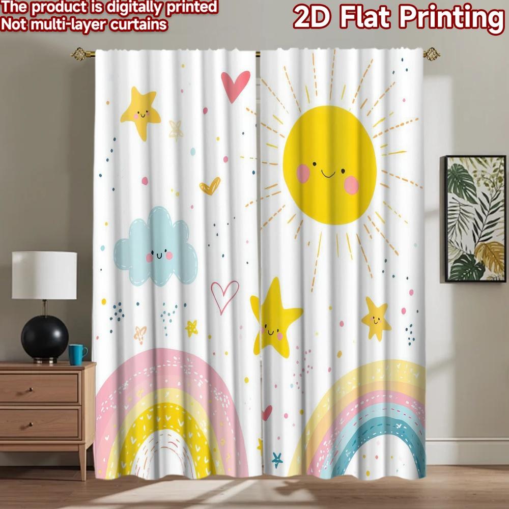 1pc 2D flat Photography Backdrop Tapestry Cute Sun and 100% Polyester Festive Holiday Use for Holiday celebration decorations 100×220