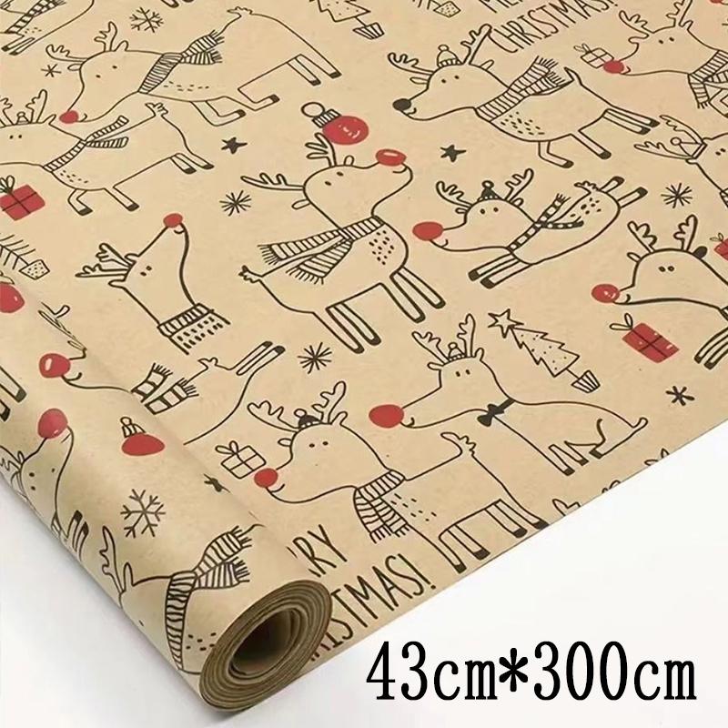 

43cm x 300cm 1 Roll Christma Gift Wrapping Paper Roll Large Rolls Packaging craft paper for DIY Gifts Handmade Gift Wrapping