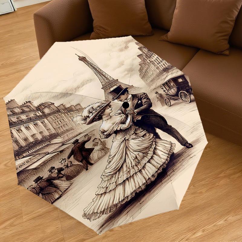 1PZ Ombrello Parigino, Torre Eiffel - 8 Stecche Rinforzate, Apertura Automatica, Leggero e Durevole, Grazioso Accessorio di Moda per Esterno, Spiaggia o Uso Casual,