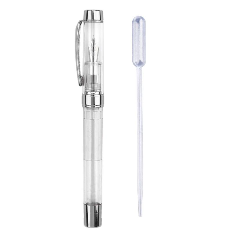 Acrylic Fountain Pen Transparent Pen Barrel Large Ink Capacity Remove to Refill Gift Calligraphy Pen for Students Kids