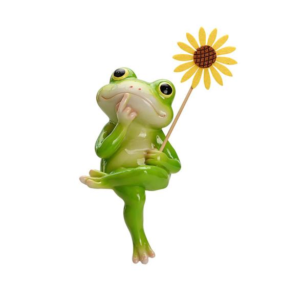 

Садовый орнамент, думающая лягушка, держащая цветок, статуэтка из смолы, реалистичный дизайн, садовый пруд, фонтан, аквариум, фигурка Frog