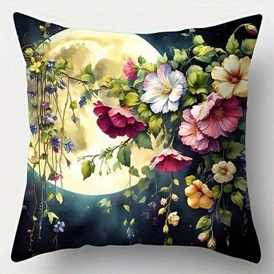 Home Decor Moonlit Floral Patterned Throw Pillow Covers Pattern Cushion Cover Suitable for Sofa Bedroom Car Pillow Cover
