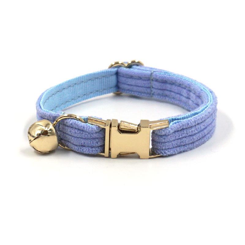 Chic Multi-color Corduroy Cat Collar with Engravable Zinc Alloy Buckle